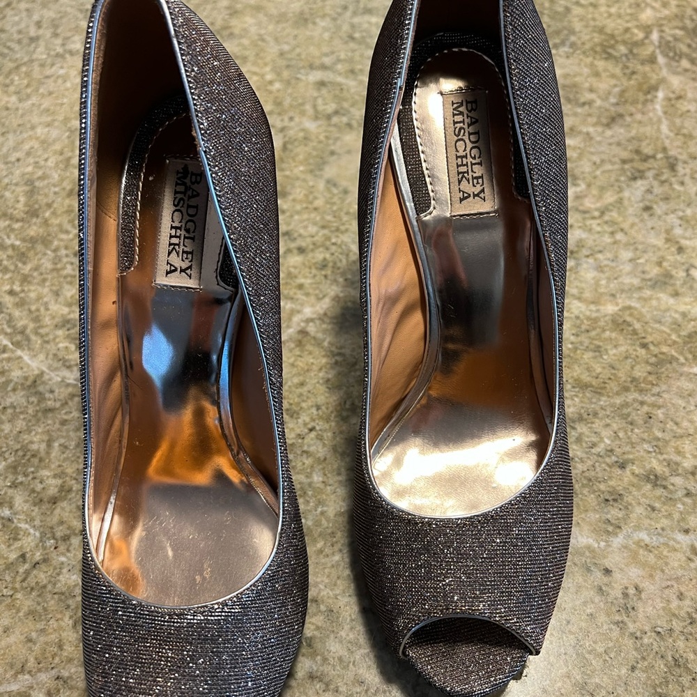 Badgley Mischka Sparkling Peep Toe Heels